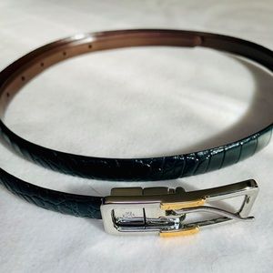 Lauren Ralph Lauren black croc embossed thin belt